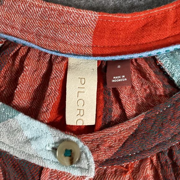 Anthropologie Pilcro Breezy Button Down Bohemian Plaid Buffalo Top Blouse Small - Picture 16 of 16